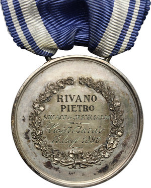 reverse: Vittorio Emanuele III (1900-1940). Medaglia al valore di Marina a Pietro Rivano, sindaco di Castelsardo. 15 luglio 1890