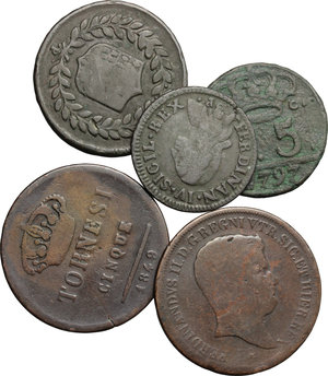 obverse: Lotto di 5 monete borboniche in bronzo
