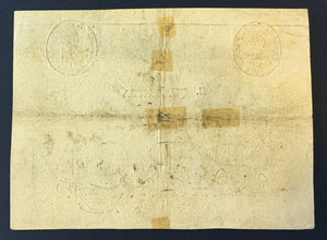 reverse: Repubblica Romana - Resti del S. Monte della Pietà e del Banco di S. Spirito (1798). Lotto di due cedole da 40 bajocchi 1798, Brancadori Ballanti e Brancadori Galli