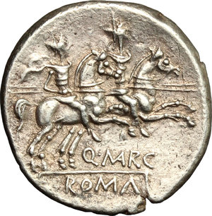 reverse: Q. Marcius Libo. . AR Denarius, 148 BC