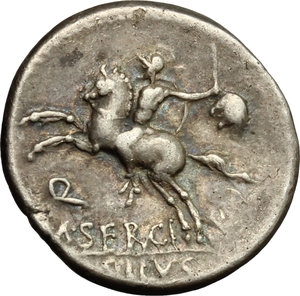 reverse: M. Sergius Silus.. AR Denarius, 116-115 BC