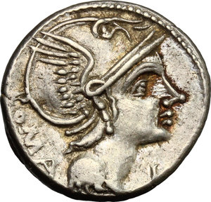 obverse: L. Flaminius Chilo.. AR Denarius, 109 or 108 BC