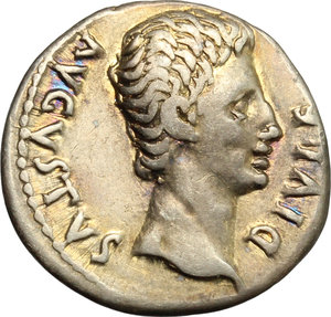 obverse: Augustus (27 BC-14 AD).. AR Denarius, Lugdunum mint, 11 BC
