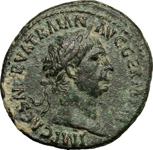 obverse: Trajan (98-117).. AE As, 99-100 AD