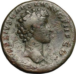 reverse: Antoninus Pius (138-161) and Marcus Aurelius Caesar.. AE Sestertius
