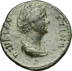 obverse: Faustina I, wife of Antoninus Pius (died 141 AD).. AE Sestertius, Rome mint, after 141 AD