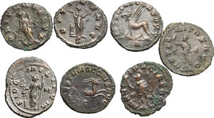 reverse: Roman Empire. Gallienus.. Multiple lot of eight (8) unclassified BI Antoniniani