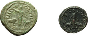 reverse: Roman Empire.. Multiple lot of two (2) unclassified AE coins of Gordian III and Herennia Etruscilla, Viminacium mint