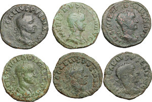 obverse: Roman Empire.. Multiple lot of six (6) unclassified AE coins of Etruscilla and Trebonianus Gallus, Viminacium mint