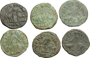 reverse: Roman Empire.. Multiple lot of six (6) unclassified AE coins of Etruscilla and Trebonianus Gallus, Viminacium mint