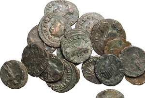 obverse: Roman Empire.. Multiple lot of twenty (20) unclassified BI Antoniniani of Gallienus, Salonina and Claudius II