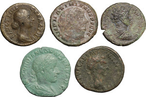 obverse: Roman Empire.. Multiple lot of five (5) unclassified AE coins (Nerva to Maximianus)