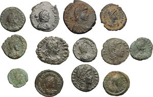 obverse: Roman Empire.. Multiple lot of thirteen (13) unclassified choise AE 4, mostly of 4th century AD