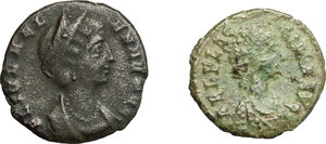 obverse: Roman Empire.. Multiple lot of two (2) unclassified AE4 of Helena and Aelia Flaccilla