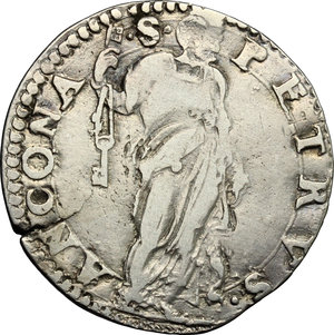 reverse: Ancona.  Gregorio XIII (1572-1585).. Testone con stella sulla cimasa