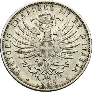 obverse: Vittorio Emanuele III (1900-1943). 25 centesimi 1903