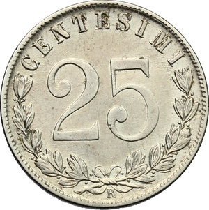 reverse: Vittorio Emanuele III (1900-1943). 25 centesimi 1903