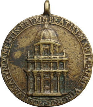 reverse: Paolo V (1605-1621), Camillo Borghese di Roma. Medaglia 1605 per la posa della prima pietra nella Cappella Borghese della Basilica di Santa Maria Maggiore
