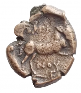 reverse: Mondo Greco - Apulia. Arpi. AE 19,2 x 23,7 mm. ca. 275-250 a.C. D/ Toro che carica a destra.  R/ Cavallo che galoppa a destra. Sopra APΠA. Sotto NOY. HN Italy 645 var. AE. g. 7,45. BB+. 