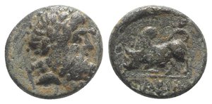 obverse: Pisidia, Ariassos, 1st century BC. Æ (15mm, 3.28g, 12h). Laureate head of Zeus r. R/ Humped bull charging l. SNG BnF 1368. Rare mint, VF