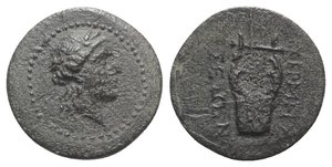 obverse: Pisidia, Termessos, 1st century BC. Æ (19mm, 3.79g, 12h). Laureate head of Apollo r. R/ Lyre. SNG BnF 2095. Near VF