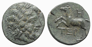 obverse: Pisidia, Termessos, 1st century BC. Æ (18mm, 4.21g, 12h), year 8 (65/4 BC). Laureate head of Zeus r. R/ Horse galloping l.; H (date) above. SNG BnF 2113-4. Green patina, Good VF