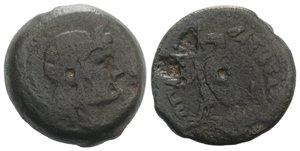 obverse: Ptolemaic Kings of Egypt, Ptolemy IV (222-205/4 BC). Æ (33mm, 33.19 g, 11h). Alexandreia. Head of Isis r., wearing wreath of grain ears. R/ Eagle with open wings standing l. on thunderbolt. Svoronos 1491 (Joint reign of Ptolemy VI and VIII); SNG Copenhagen 332 (Ptolemy VIII); Noeske 250 (Ptolemy VIII). Good Fine