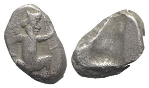 obverse: Achaemenid Kings of Persia, c. 450-375 BC. AR Siglos (17mm, 5.50g). Persian king or hero r., in kneeling-running stance, holding bow and dagger, quiver at shoulder. R/ Incuse punch. Carradice Type IV; SNG Kayhan 1030. Slightly porous, VF