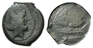 obverse: D. Silanus L.f., Rome, 91 BC. Æ As (26mm, 11.97g, 9h). Laureate head of bearded Janus. R/ Prow of galley r. Crawford 337/5; RBW 1234. Fine - Good Fine
