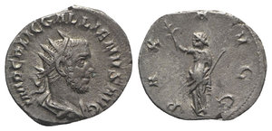 obverse: Gallienus (253-268). Antoninianus (21mm, 3.46g, 7h). Rome, 253-4. Radiate, draped and cuirassed bust r. R/ Pax standing l., holding olive branch and transverse sceptre. RIC V 155; RSC 754. Toned, Good VF