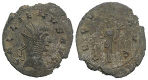 obverse: Gallienus (253-268). Antoninianus (22mm, 3.15g, 6h). Rome, 261-2. Radiate and cuirassed bust r. R/ Aequitas standing l., holding scales and cornucopia. RIC V 159. Near VF