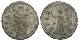 obverse: Gallienus (253-268). Antoninianus (21mm, 3.85g, 6h). Rome, 261-2. Radiate head r. R/ Sol, radiate, standing l. with with raised hand and holding globe; Γ to l. RIC V 160; RSC 38b. Good Fine - near VF