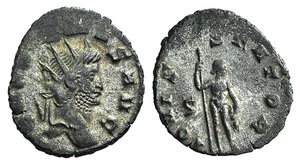 obverse: Gallienus (253-268). Antoninianus (19mm, 2.79g, 6h). Rome, 264-7. Radiate head r. R/ Jupiter standing l., holding sceptre and thunderbolt. RIC V 216; RSC 388. Near VF