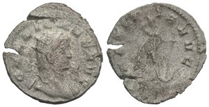 obverse: Gallienus (253-268). Antoninianus (22.5mm, 3.21g, 6h). Mediolanum, AD 263. Radiate head r. R/ Laetitia standing l., holding wreath and anchor. RIC V 489. Good Fine