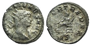 obverse: Gallienus (253-268). Antoninianus (19mm, 3.42g, 6h). Mediolanum, AD 266. Radiate head r. R/ Fortuna seated l., holding cornucopia and rudder; MS. RIC V 483. Good Fine