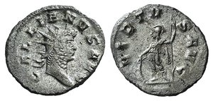 obverse: Gallienus (253-268). Antoninianus (21mm, 4.58g, 6h). Mediolanum, 262-3. Radiate head right. R/ Mars standing l., holding spear and shield. RIC V 534; RSC 1236. VF