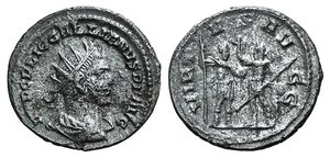 obverse: Gallienus (253-268). Antoninianus (23mm, 3.78g, 6h). Samosata, AD 260. Radiate and cuirassed bust r. R/ Valerian, holding spear and globe, and Gallienus, holding spear and crowning Victory, standing facing one another. RIC V 457; RSC 1266. Good Fine