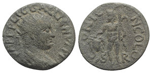 obverse: Gallienus (253-268). Lycaonia, Iconium. Æ (23mm, 4.73g, 6h). Radiate and cuirassed bust r. R/ Perseus standing facing, head l., holding head of Gorgon and harpa. Von Aulock, Lykaoniens 428-9; BMC 15-6. Good Fine