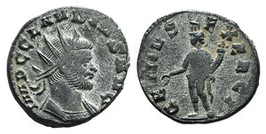 obverse: Claudius II (268-270). Radiate (20mm, 2.50g, 6h). Rome, 268-9. Radiate, draped and cuirassed bust r., seen from behind. R/ Genius standing l., holding patera, cradling cornucopia in arm. RIC V 48. About VF