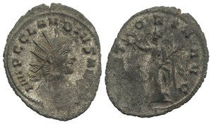 obverse: Claudius II (268-270). Radiate (25mm, 3.20g, 11h). Rome, 268-9. Radiate and cuirassed bust r. R/ Victory standing l., holding wreath and palm. RIC V 104. Near VF 