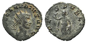 obverse: Claudius II (268-270). Radiate (18mm, 2.44g, 12h). Mediolanum, AD 268. Radiate, draped and cuirassed bust r. R/ Spes standing facing, head l., lifting dress with l. hand and holding flower in r. hand; [P]. RIC V 168. Near VF