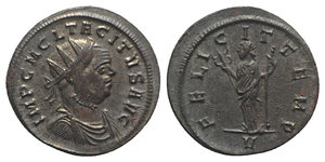 obverse: Tacitus (275-276). Radiate (22mm, 3.55g, 12h). Ticinum, AD 275. Radiate, draped and cuirassed bust r. R/ Felicitas standing facing, head l., holding sceptre and caduceus; V. RIC V 140. Silvered, Good VF