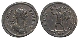 obverse: Probus (276-282). Radiate (21mm, 4.09g, 6h). Rome, AD 282. Radiate and cuirassed bust r. R/ Mars standing l. holding branch, spear and shield. RIC V 177. Some silvering, roughness on rev., Good VF / VF