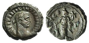 obverse: Diocletian (284-305). Egypt, Alexandria. BI Tetradrachm (21mm, 7.95g, 12h), year 3 (286/7). Laureate and cuirassed bust r. R/ Tyche standing l., holding rudder and cornucopiae; star to l. Dattari (Savio) 5758-60; Emmett 4082.  Brown patina, VF - Good VF 
