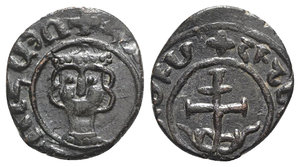 obverse: Cilician Armenia, Hetoum II (1289-1293, 1295-1296, and 1301-1305). Æ Kardez (21mm, 3.81g, 11h). Crowned head facing. R/ Patriarchal cross terminating in floral scroll. Cf. AC 398. Good VF