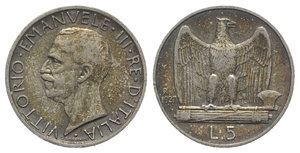 obverse: Italy, Regno d Italia. Vittorio Emanuele III (1900-1943). 5 Lire 1927, Roma (23mm, 4.94g, 6h). Pagani 710. VF - Good VF