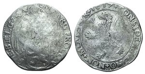 obverse: Netherlands, Westfriesland. AR Half Lion Daalder 1617 (34mm, 13.34g, 1h).  Knight over lion shield. R/ Rampant lion l. KM 22.1. Fine
