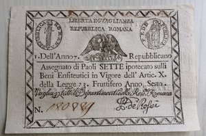 obverse: Italy, Rome (Roma). Prima Repubblica Romana 7 Paoli Anno VI (1798)