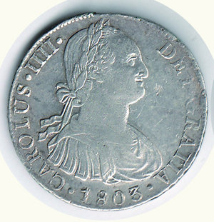 obverse: PERU  - Carlo IV (1788-1808) - 8 Reales 1803. PERU  - Carlo IV (1788-1808) - 8 Reales 1803 BB+/q.SPL 