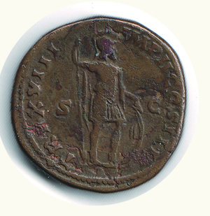 reverse: ROMA - Marco Aurelio (161-180) - Sesterzio; D/ BUsto laureato a d.; R/ Marte stante a d. con elmo, scudo e lancia - Cohen 838. ROMA - Marco Aurelio - Sesterzio - - Ae - MB/q.BB 
